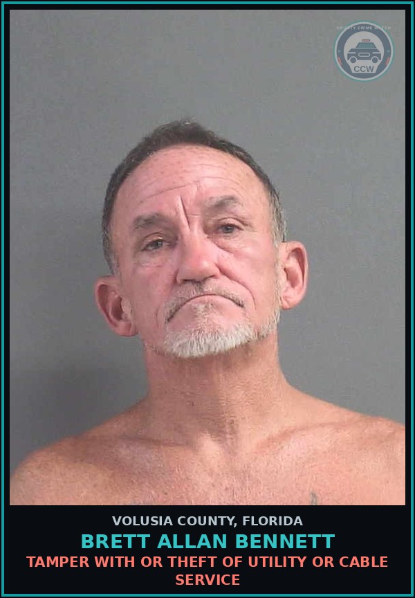 Booking mugshot of BRETT ALLAN BENNETT in Volusia County