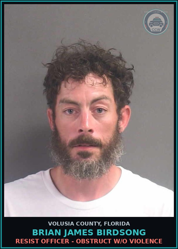 Booking mugshot of BRIAN JAMES BIRDSONG in Volusia County