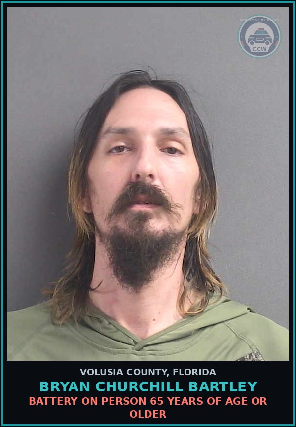 Booking mugshot of BRYAN CHURCHILL BARTLEY in Volusia County