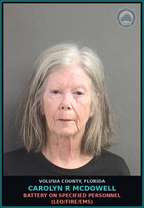 Booking mugshot of CAROLYN R MCDOWELL in Volusia County