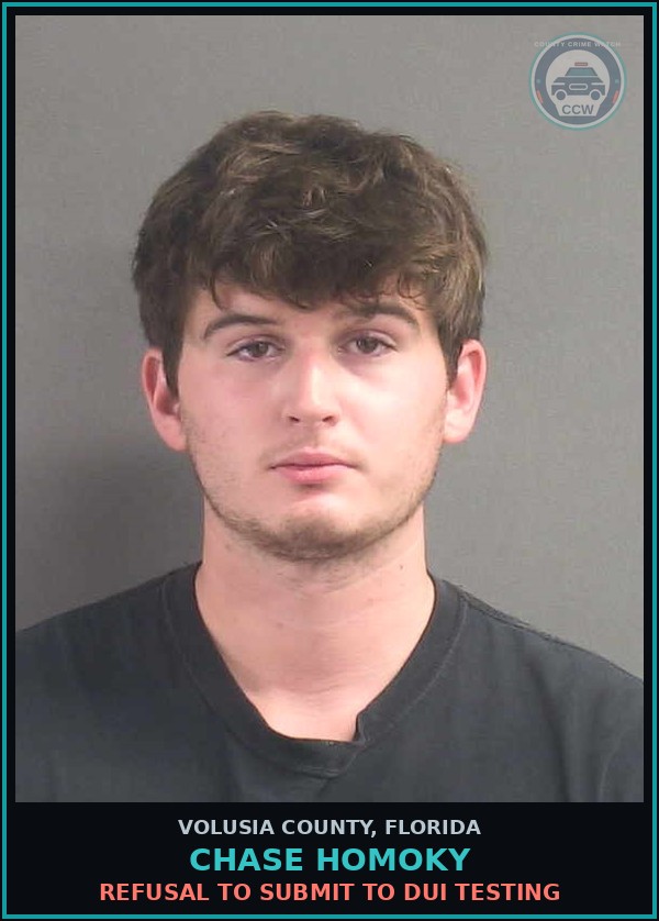 Booking mugshot of CHASE HOMOKY in Volusia County
