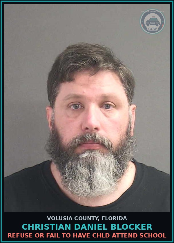 Booking mugshot of CHRISTIAN DANIEL BLOCKER in Volusia County