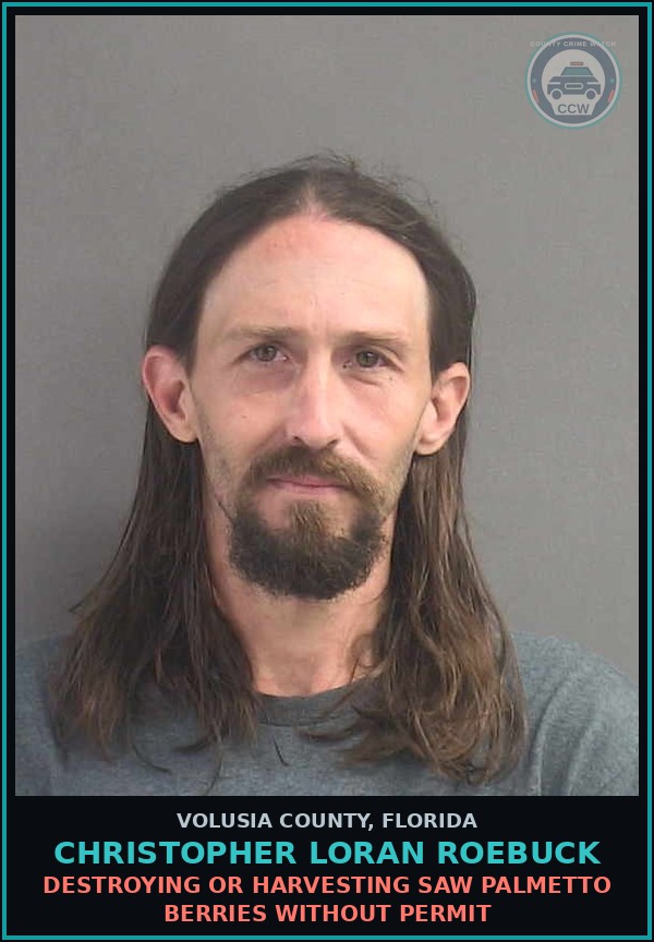 Booking mugshot of CHRISTOPHER LORAN ROEBUCK in Volusia County