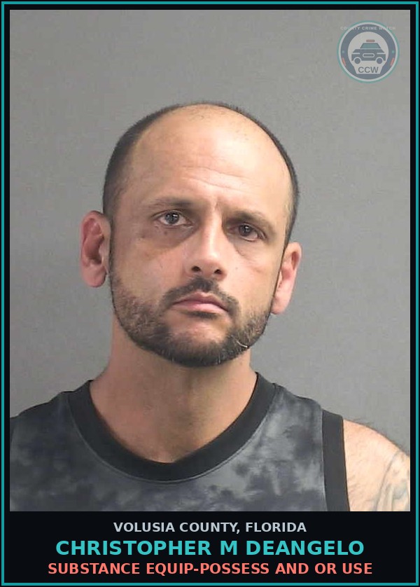 Booking mugshot of CHRISTOPHER M DEANGELO in Volusia County