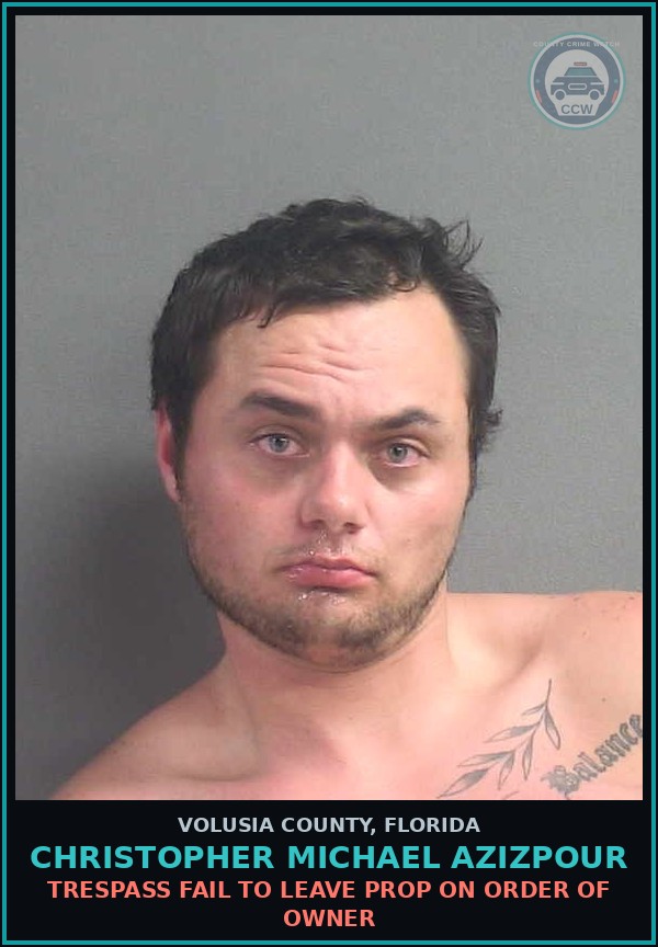 Booking mugshot of CHRISTOPHER MICHAEL AZIZPOUR in Volusia County