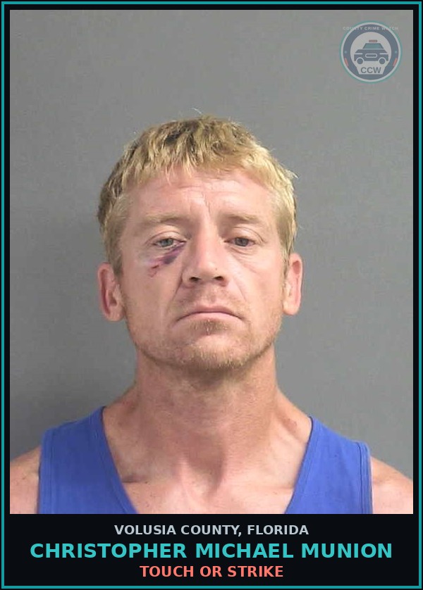 Booking mugshot of CHRISTOPHER MICHAEL MUNION in Volusia County