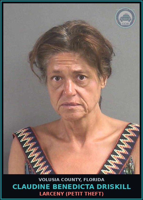 Booking mugshot of CLAUDINE BENEDICTA DRISKILL in Volusia County