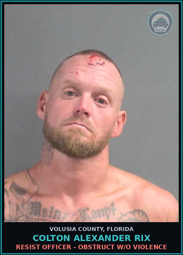 Booking mugshot of COLTON ALEXANDER RIX in Volusia County
