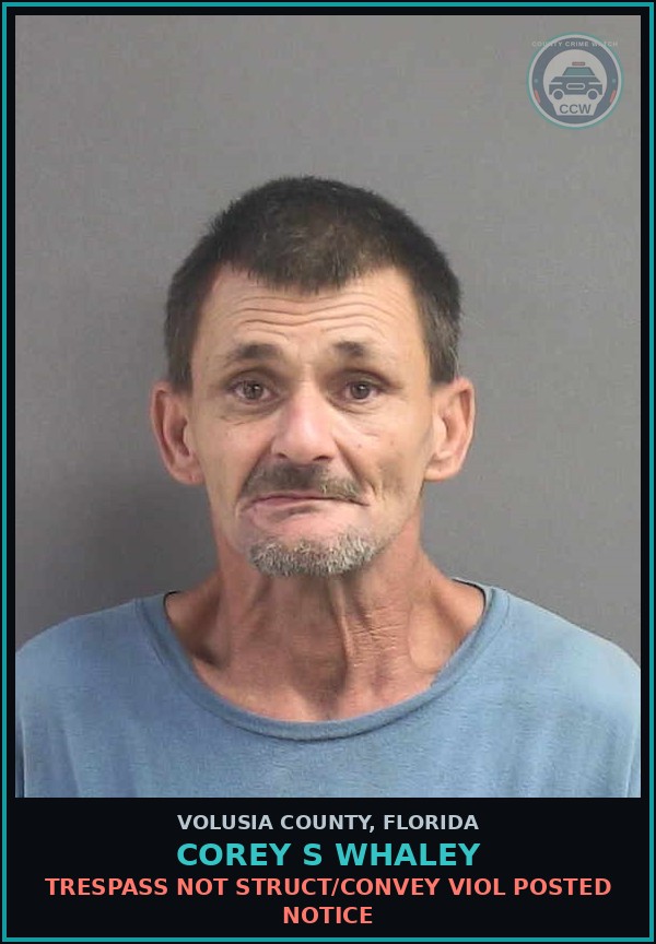 Booking mugshot of COREY S WHALEY in Volusia County