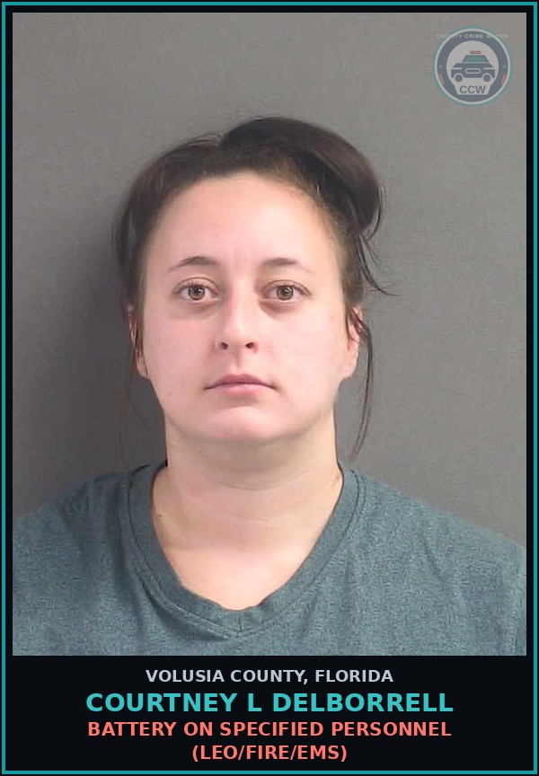 Booking mugshot of COURTNEY L DELBORRELL in Volusia County