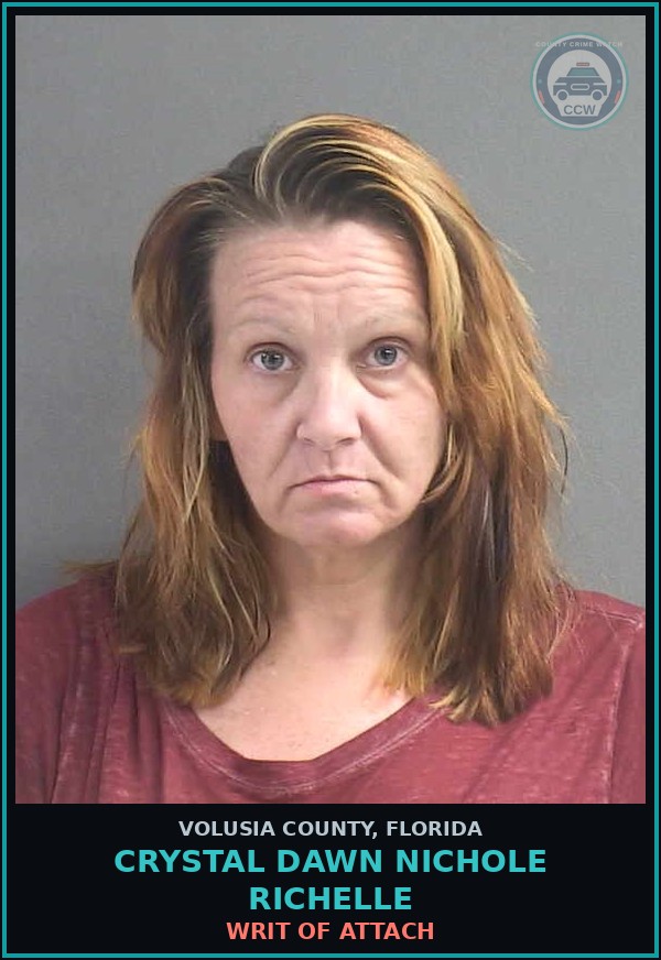 Booking mugshot of CRYSTAL DAWN NICHOLE RICHELLE in Volusia County