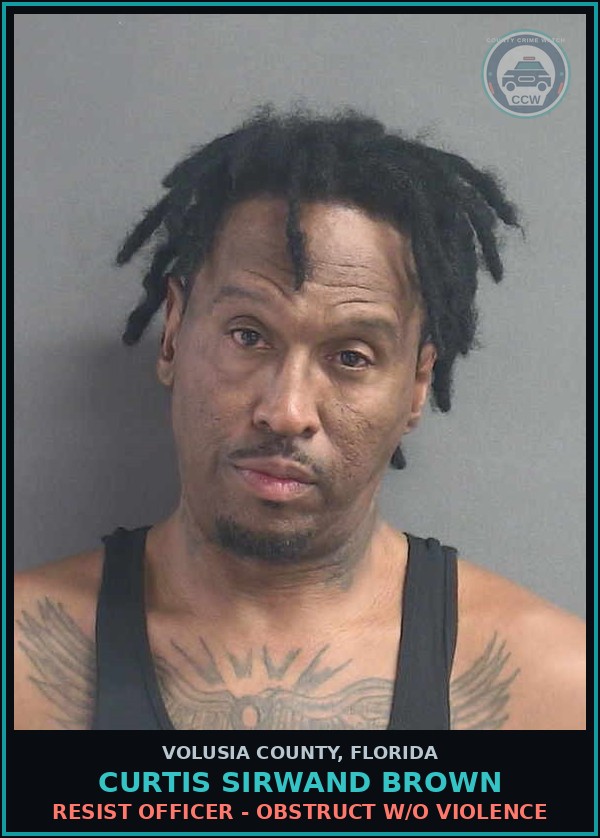 Booking mugshot of CURTIS SIRWAND BROWN in Volusia County