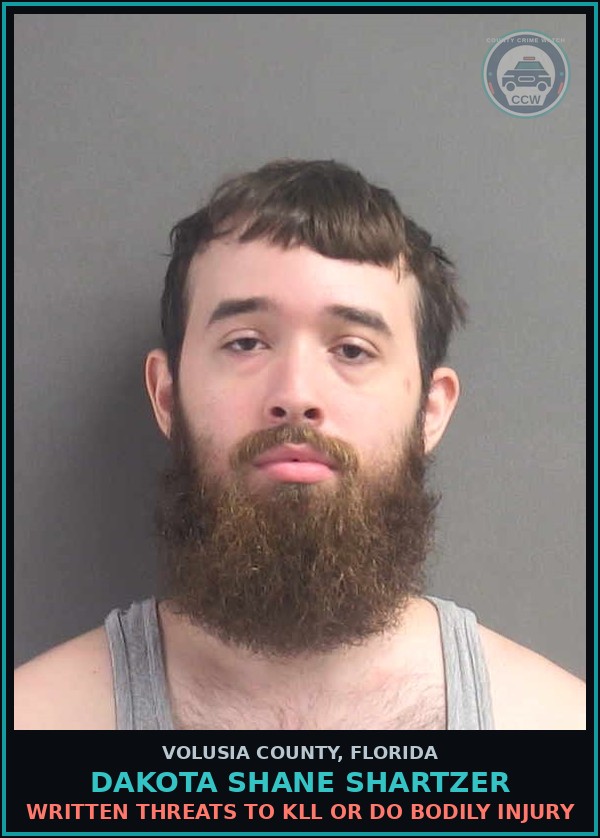 Booking mugshot of DAKOTA SHANE SHARTZER in Volusia County