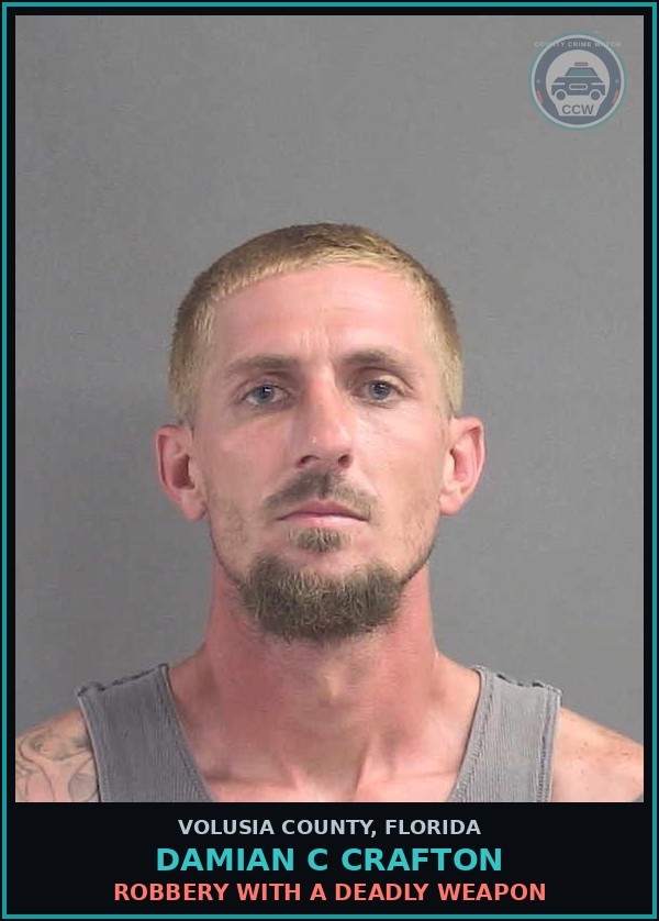 Booking mugshot of DAMIAN C CRAFTON in Volusia County