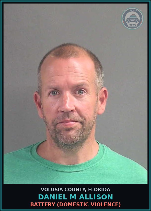 Booking mugshot of DANIEL M ALLISON in Volusia County