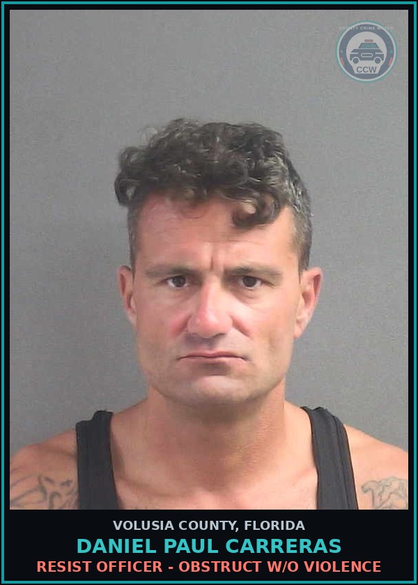 Booking mugshot of DANIEL PAUL CARRERAS in Volusia County