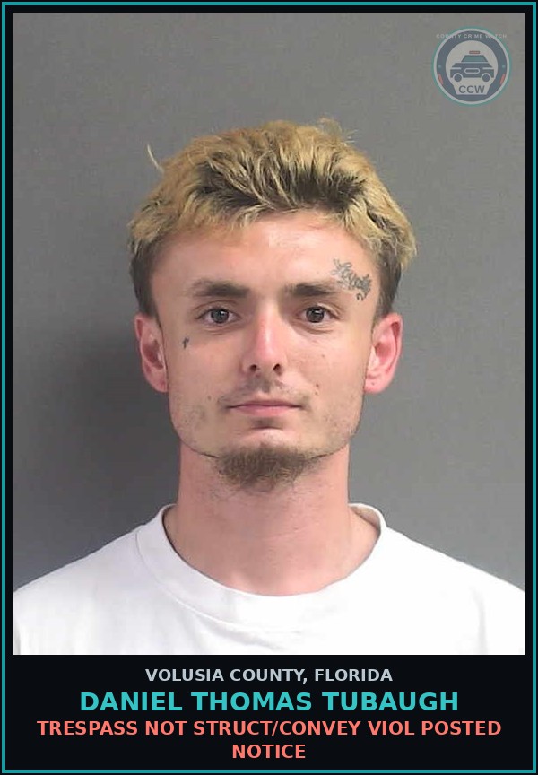 Booking mugshot of DANIEL THOMAS TUBAUGH in Volusia County
