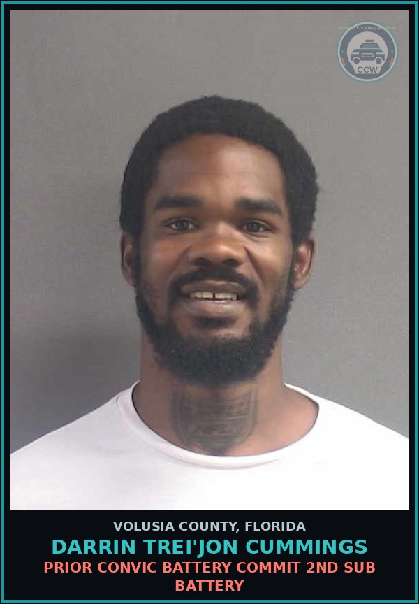 Booking mugshot of DARRIN TREI'JON CUMMINGS in Volusia County