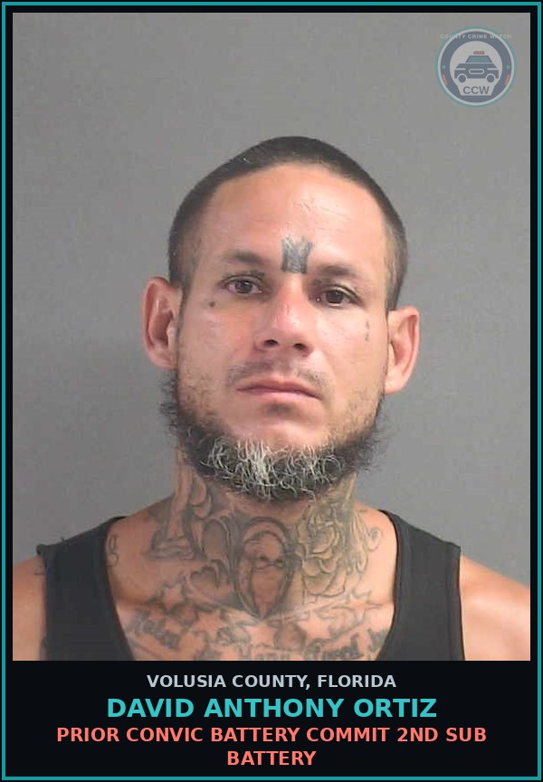 Booking mugshot of DAVID ANTHONY ORTIZ in Volusia County