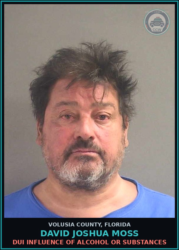 Booking mugshot of DAVID JOSHUA MOSS in Volusia County