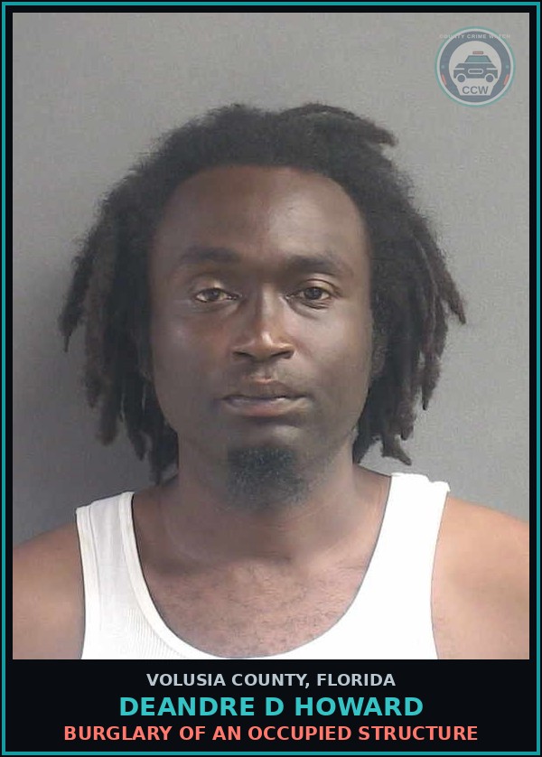 Booking mugshot of DEANDRE D HOWARD in Volusia County