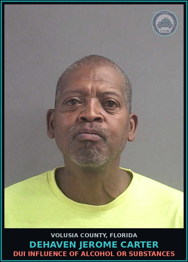 Booking mugshot of DEHAVEN JEROME CARTER in Volusia County