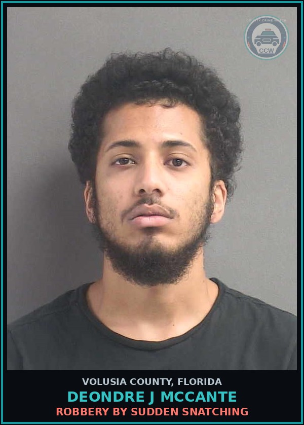 Booking mugshot of DEONDRE J MCCANTE in Volusia County