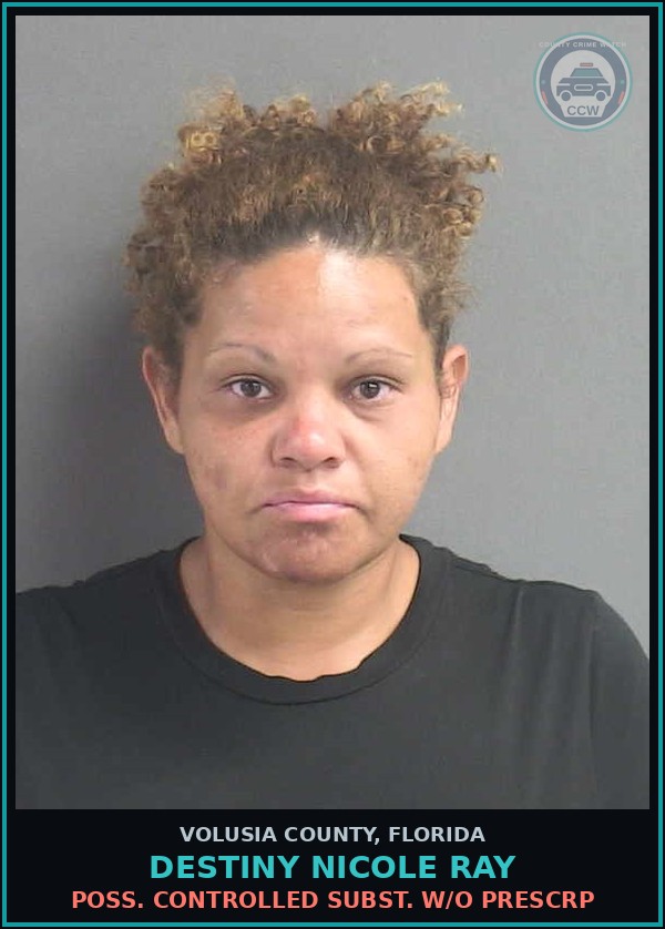 Booking mugshot of DESTINY NICOLE RAY in Volusia County