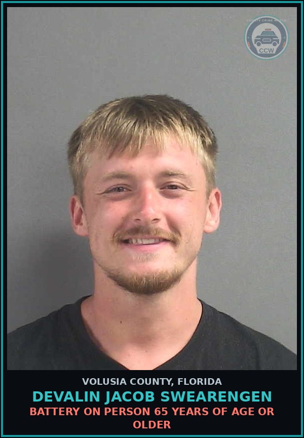 Booking mugshot of DEVALIN JACOB SWEARENGEN in Volusia County