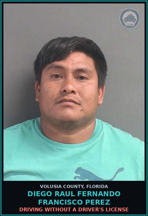Booking mugshot of DIEGO RAUL FERNANDO FRANCISCO PEREZ in Volusia County