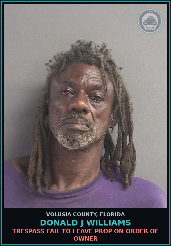 Booking mugshot of DONALD J WILLIAMS in Volusia County