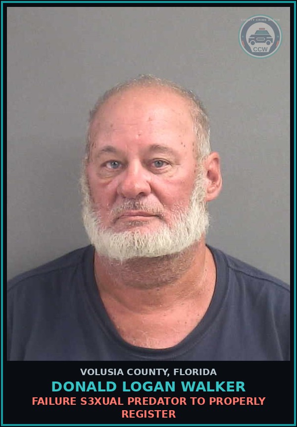 Booking mugshot of DONALD LOGAN WALKER in Volusia County