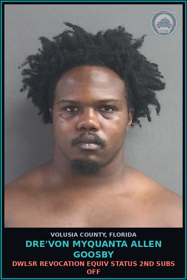 Booking mugshot of DRE'VON MYQUANTA ALLEN GOOSBY in Volusia County