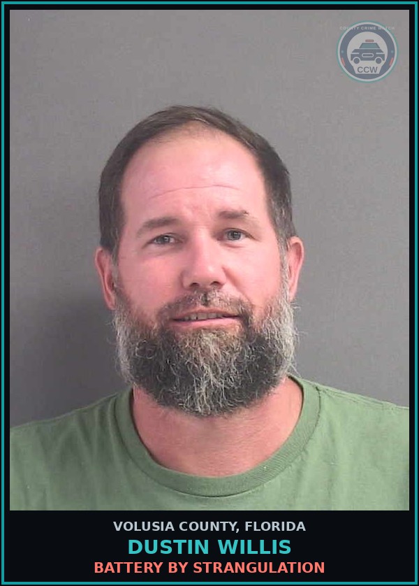 Booking mugshot of DUSTIN WILLIS in Volusia County