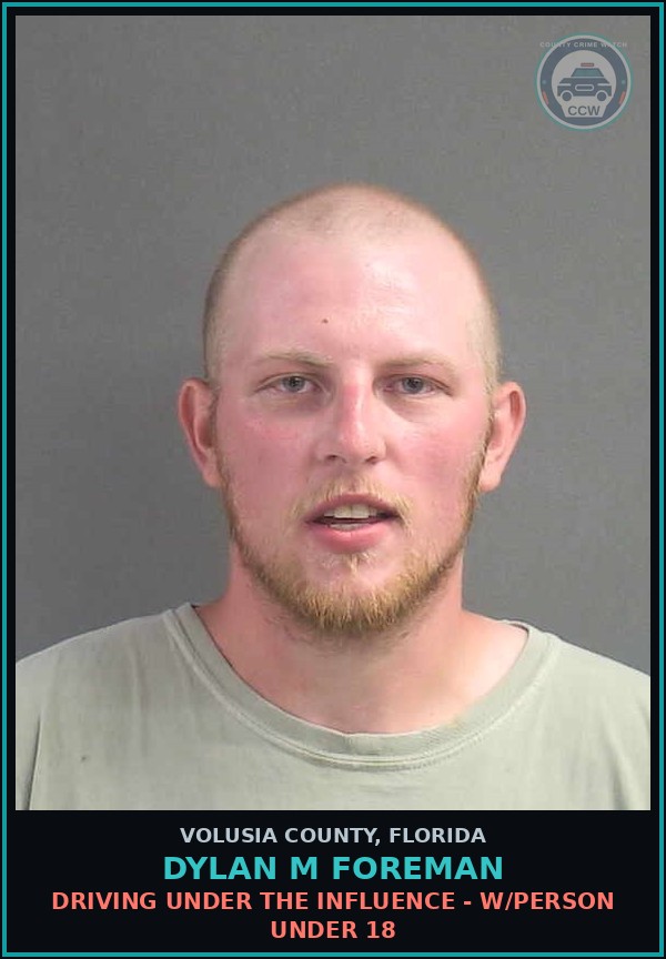 Booking mugshot of DYLAN M FOREMAN in Volusia County