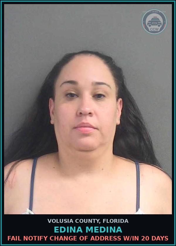 Booking mugshot of EDINA MEDINA in Volusia County