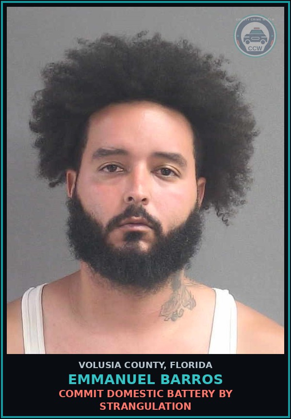 Booking mugshot of EMMANUEL BARROS in Volusia County