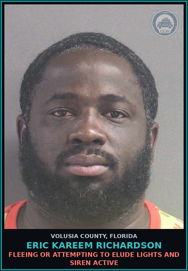 Booking mugshot of ERIC KAREEM RICHARDSON in Volusia County