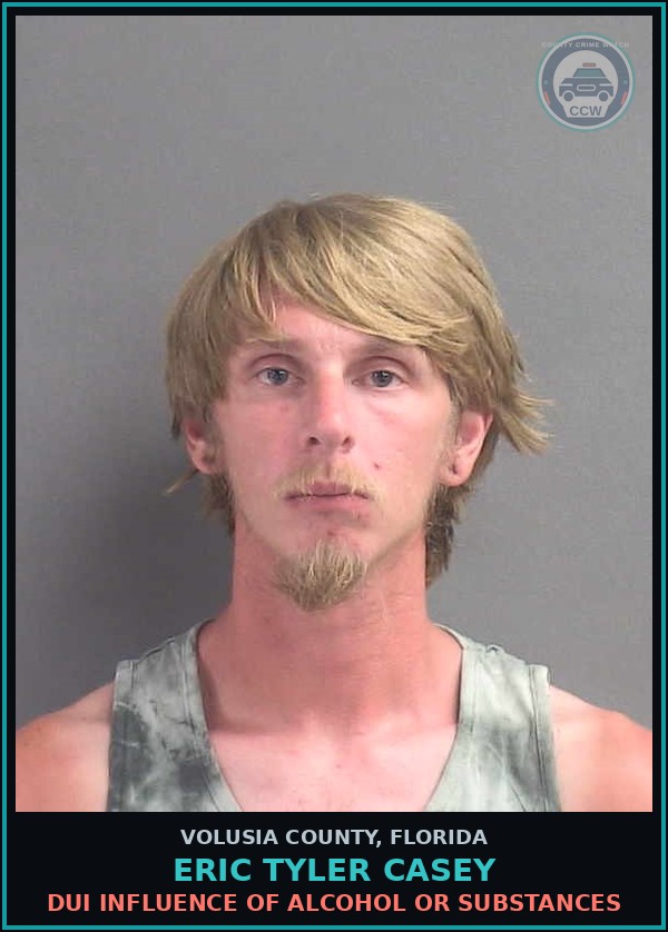 Booking mugshot of ERIC TYLER CASEY in Volusia County