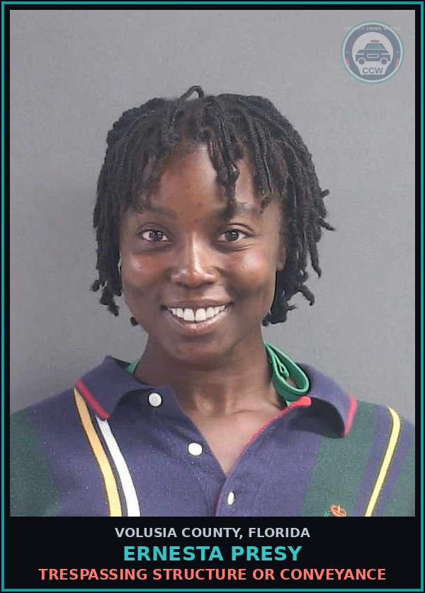 Booking mugshot of ERNESTA PRESY in Volusia County