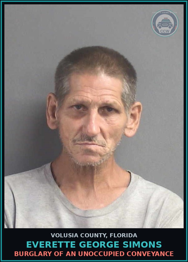 Booking mugshot of EVERETTE GEORGE SIMONS in Volusia County