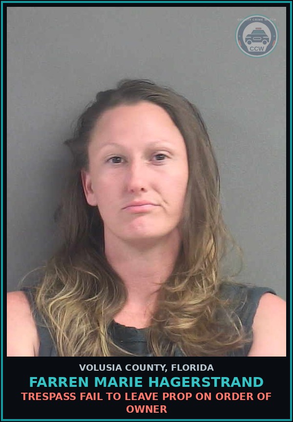 Booking mugshot of FARREN MARIE HAGERSTRAND in Volusia County