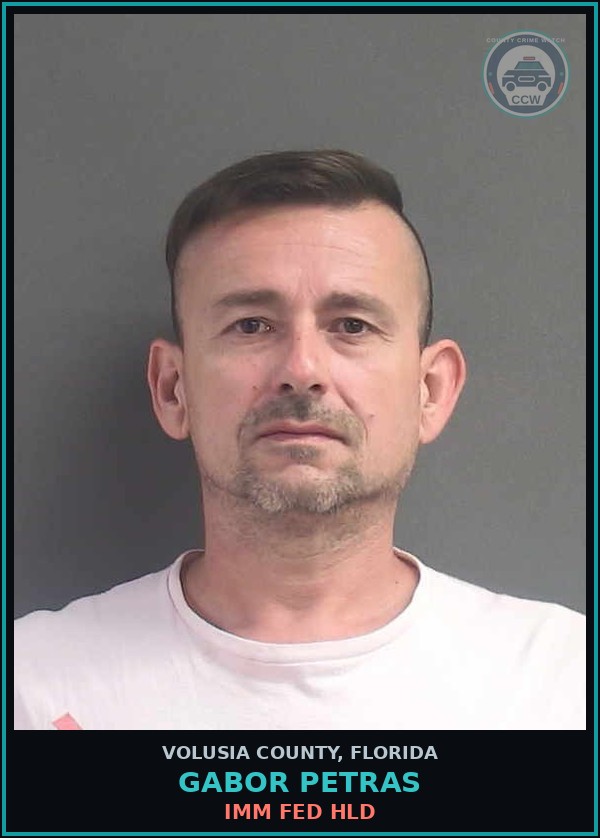 Booking mugshot of GABOR PETRAS in Volusia County