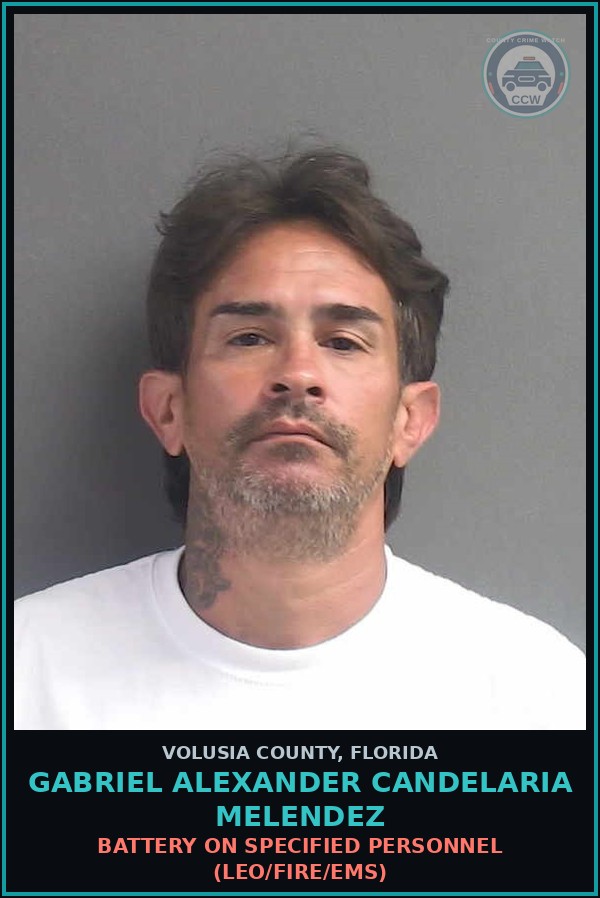 Booking mugshot of GABRIEL ALEXANDER CANDELARIA MELENDEZ in Volusia County