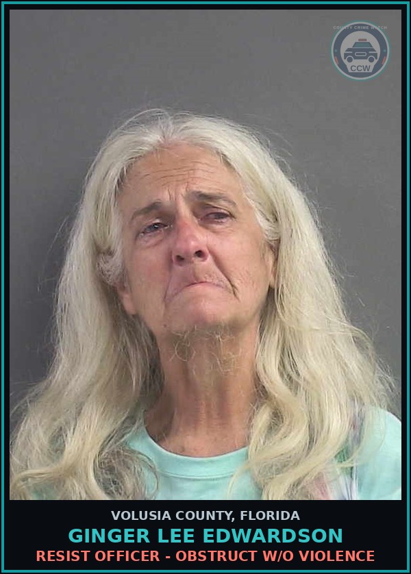 Booking mugshot of GINGER LEE EDWARDSON in Volusia County
