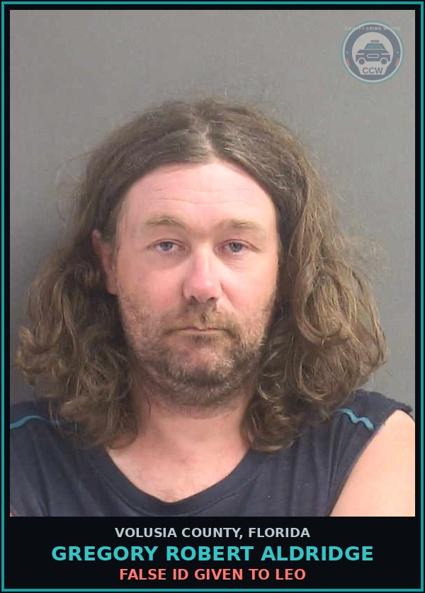 Booking mugshot of GREGORY ROBERT ALDRIDGE in Volusia County