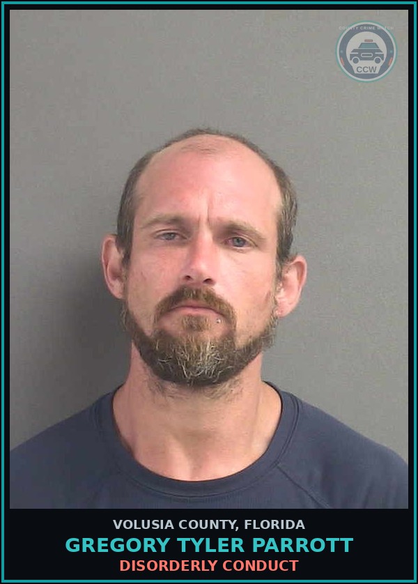 Booking mugshot of GREGORY TYLER PARROTT in Volusia County