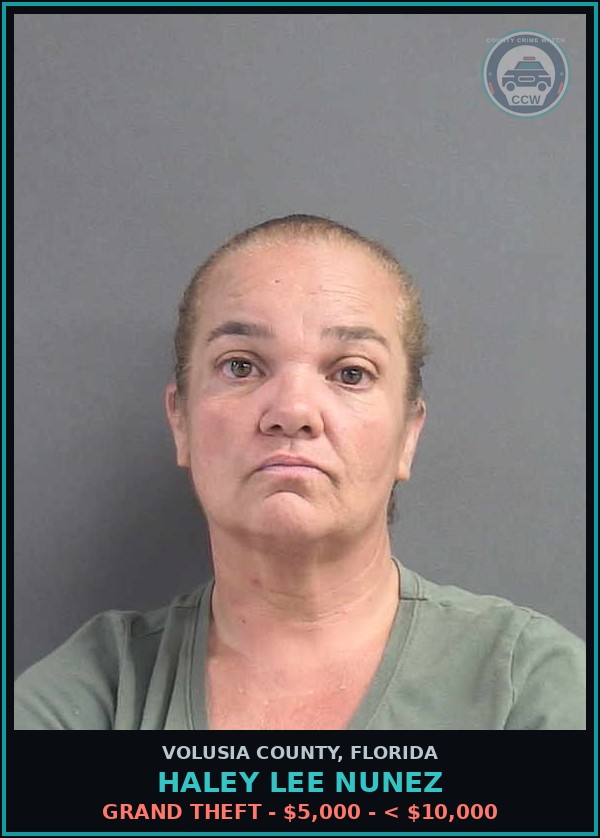 Booking mugshot of HALEY LEE NUNEZ in Volusia County