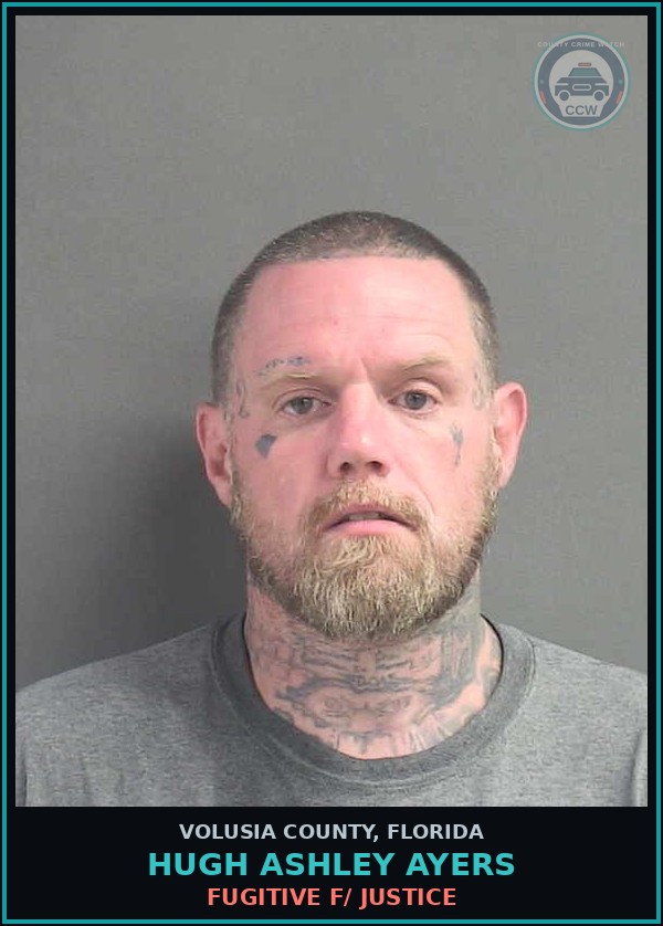 Booking mugshot of HUGH ASHLEY AYERS in Volusia County