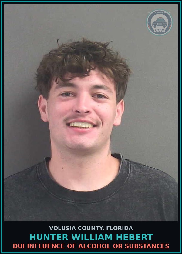 Booking mugshot of HUNTER WILLIAM HEBERT in Volusia County